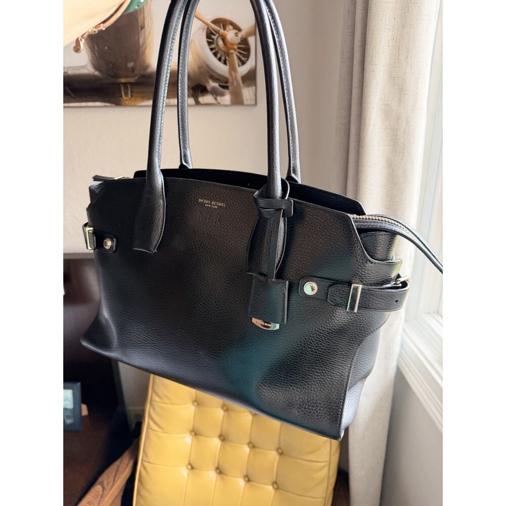 Henri Bendel Black Pebble Leather Tote with Gold Hardware Authentic - Picture 3 of 16
